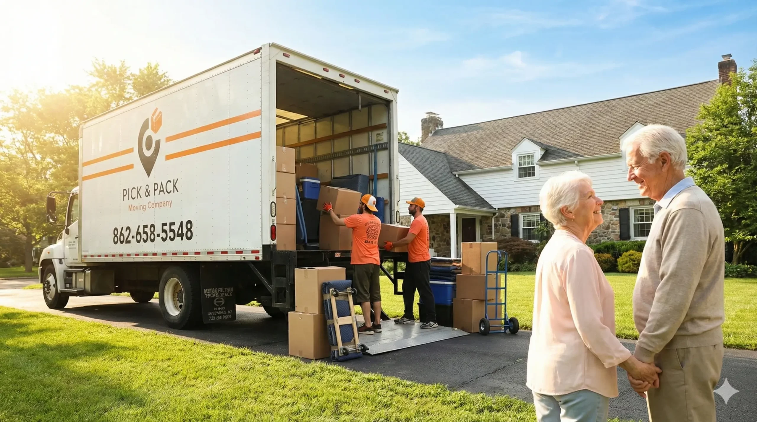 Reliable Jackson senior movers assisting an elderly couple with their relocation.