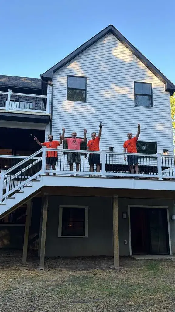 Pick and Pack moving team standing on a deck after completing a home move in Toms River, NJ