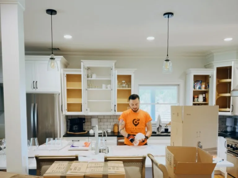 Pick and Pack packing a kitchen during a River Edge, NJ move